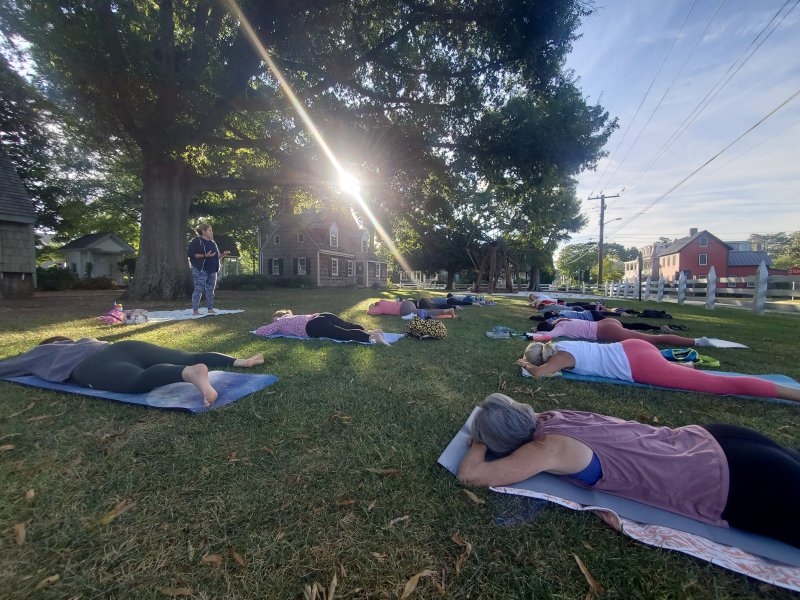 Outdoor yoga classes meet Wednesday mornings through the summer at the Historic Lewes campus. SUBMITTED PHOTO